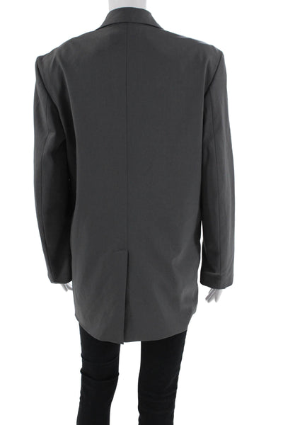 Zara Womens Notch Collar Button Up Blazer Jacket Gray Size XS