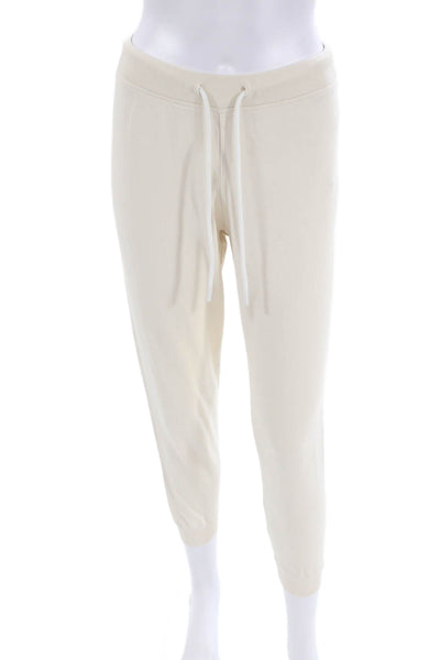 Leallo Womens Cotton Mid-Rise Tapered Sweatpants Cream Size XS