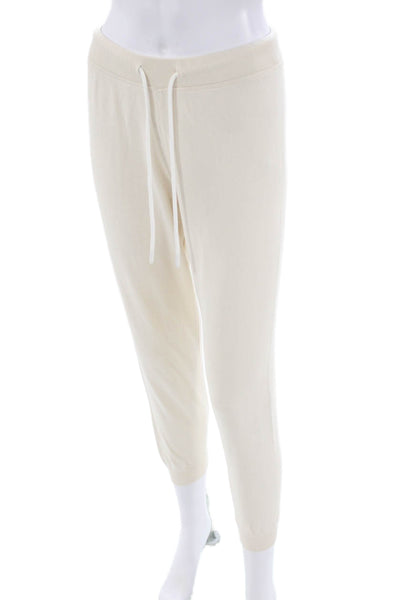 Leallo Womens Cotton Mid-Rise Tapered Sweatpants Cream Size XS