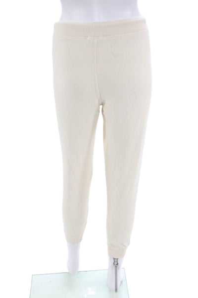 Leallo Womens Cotton Mid-Rise Tapered Sweatpants Cream Size XS