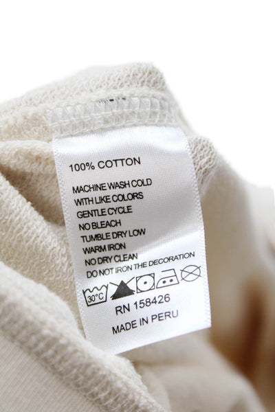 Leallo Womens Cotton Mid-Rise Tapered Sweatpants Cream Size XS