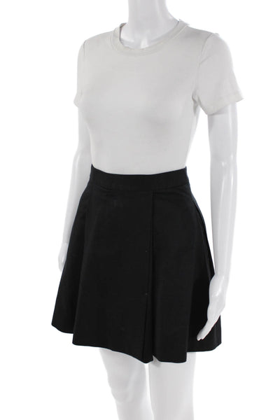 Halston Heritage Womens Cotton Pleated Two Pocket Skirt Black Size 0