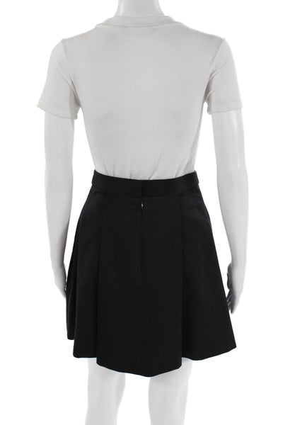 Halston Heritage Womens Cotton Pleated Two Pocket Skirt Black Size 0