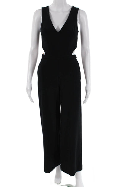 Sam Edelman Womens V-Neck Open Back Sleeveless Jumpsuit Black Size 0