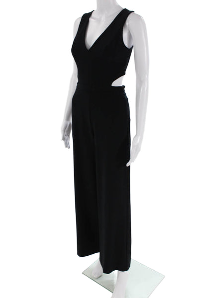 Sam Edelman Womens V-Neck Open Back Sleeveless Jumpsuit Black Size 0
