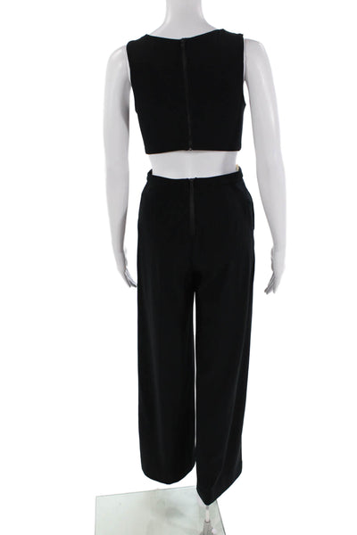 Sam Edelman Womens V-Neck Open Back Sleeveless Jumpsuit Black Size 0