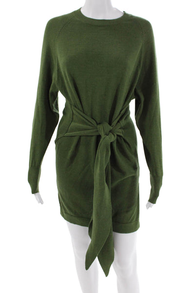 Lovers + Friends Womens Cotton Blend Knit Sweater Dress Green Size S