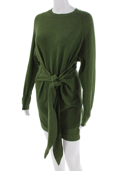 Lovers + Friends Womens Cotton Blend Knit Sweater Dress Green Size S