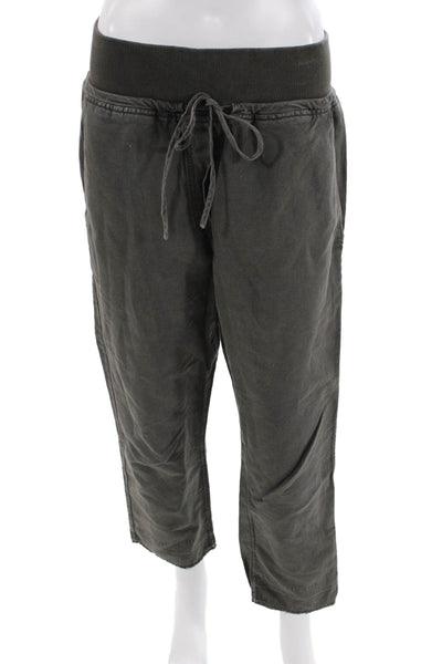 Kes Womens Textured Elastic Waistband Straight Pants Gray Size M
