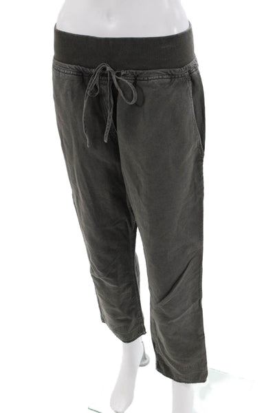 Kes Womens Textured Elastic Waistband Straight Pants Gray Size M