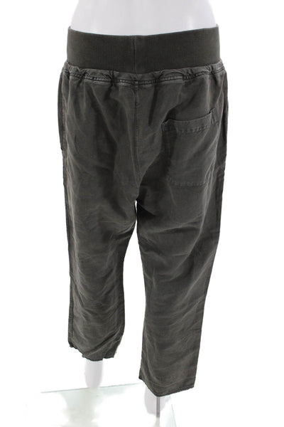 Kes Womens Textured Elastic Waistband Straight Pants Gray Size M