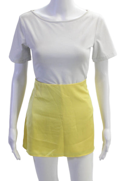 Show Me Your Mumu Womens Textured Zip Lined Mini Skort Yellow Size M