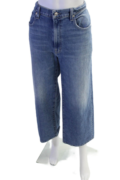 Edwin Womens Cotton Marli Ankle Wide Leg Button Up Denim Jeans Blue Size 34
