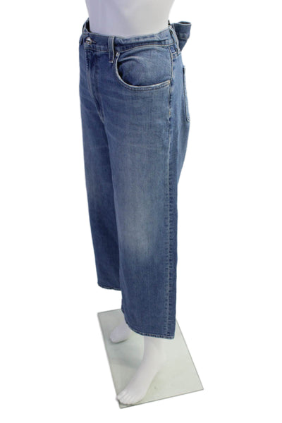 Edwin Womens Cotton Marli Ankle Wide Leg Button Up Denim Jeans Blue Size 34