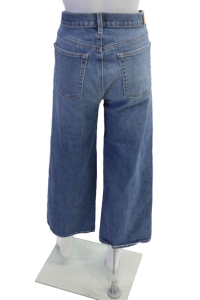 Edwin Womens Cotton Marli Ankle Wide Leg Button Up Denim Jeans Blue Size 34