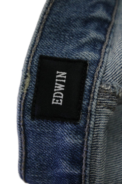 Edwin Womens Cotton Marli Ankle Wide Leg Button Up Denim Jeans Blue Size 34
