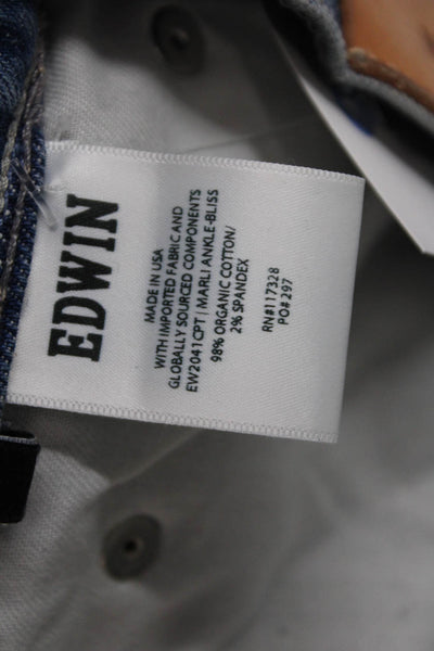 Edwin Womens Cotton Marli Ankle Wide Leg Button Up Denim Jeans Blue Size 34