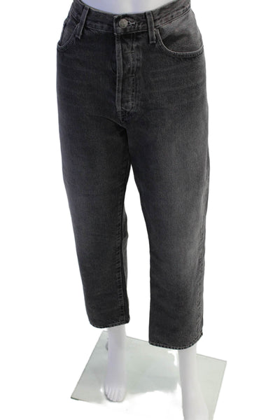Edwin Womens Cotton Hana Classic Straight Crop Button Fly Jeans Black Size 34