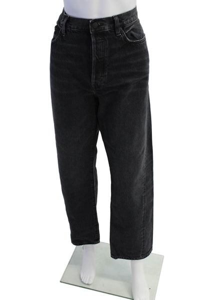 Edwin Womens Cotton Tash Relaxed Wide Leg Button Up Denim Jeans Black Size 33