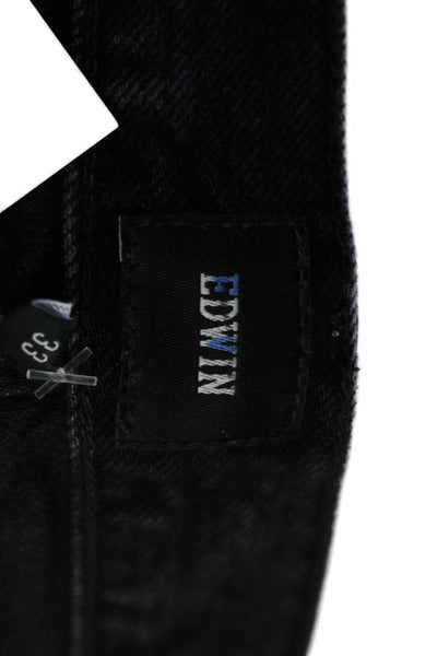 Edwin Womens Cotton Tash Relaxed Wide Leg Button Up Denim Jeans Black Size 33