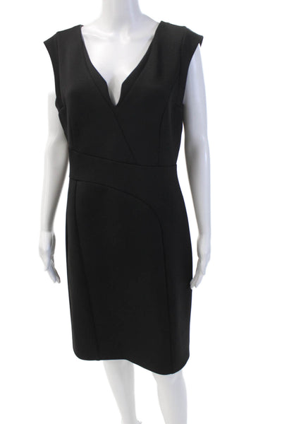 Karl Lagerfeld Womens Textured Sleeveless V-Neck Pencil Dress Black Size 12