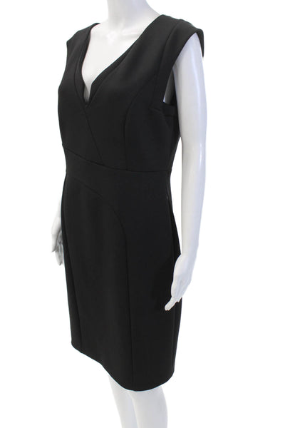 Karl Lagerfeld Womens Textured Sleeveless V-Neck Pencil Dress Black Size 12