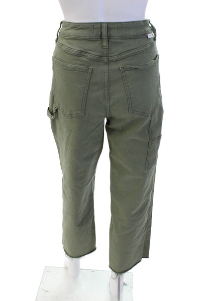 Daze Womens Cotton Cropped Straight Leg Zip Fly Jeans Green Size 28