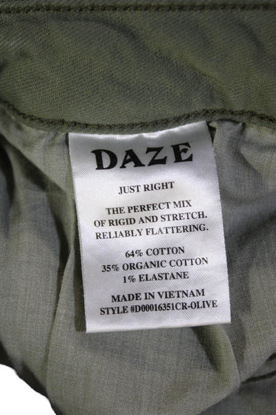 Daze Womens Cotton Cropped Straight Leg Zip Fly Jeans Green Size 28