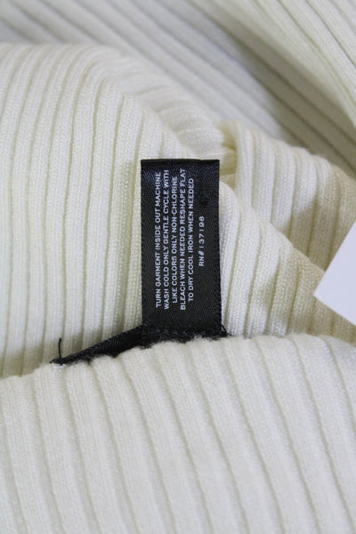 Aqua Womens Ribbed Long Sleeve Open Tie Front Cardigan Sweater Cream Size M