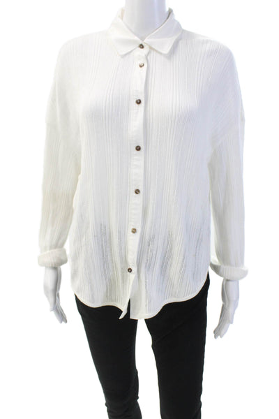 Free-est Free People Womens Button Front Open Knit Shirt White Size XS