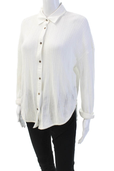 Free-est Free People Womens Button Front Open Knit Shirt White Size XS