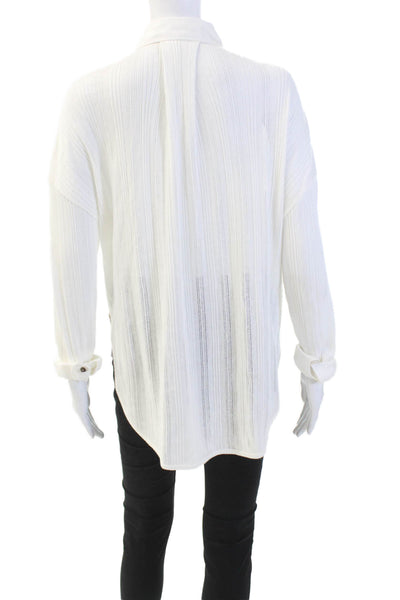 Free-est Free People Womens Button Front Open Knit Shirt White Size XS