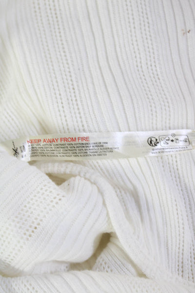Free-est Free People Womens Button Front Open Knit Shirt White Size XS