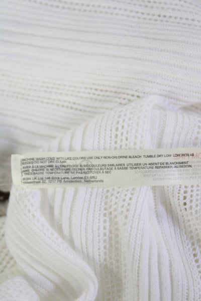 Free-est Free People Womens Button Front Open Knit Shirt White Size XS