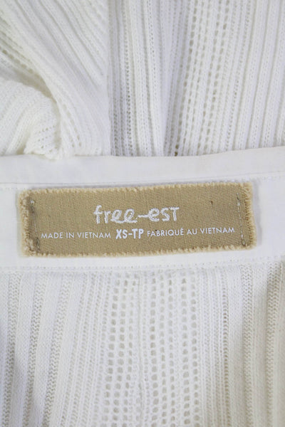Free-est Free People Womens Button Front Open Knit Shirt White Size XS