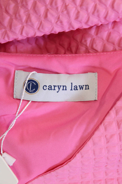 Caryn Lawn Womens Short Sleeve V Neck Quilted Boxy Blouse Pink One Size