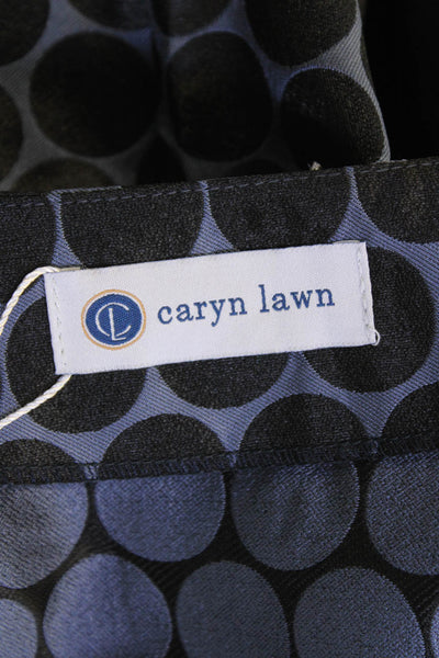 Caryn Lawn Womens Short Sleeve V Neck Circle Print Top Blue Black OS
