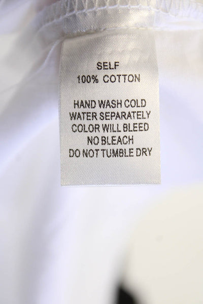 Pinch Womens Button Front Short Sleeve Collared Shirt White Cotton Size Large