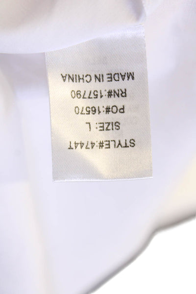 Pinch Womens Button Front Short Sleeve Collared Shirt White Cotton Size Large