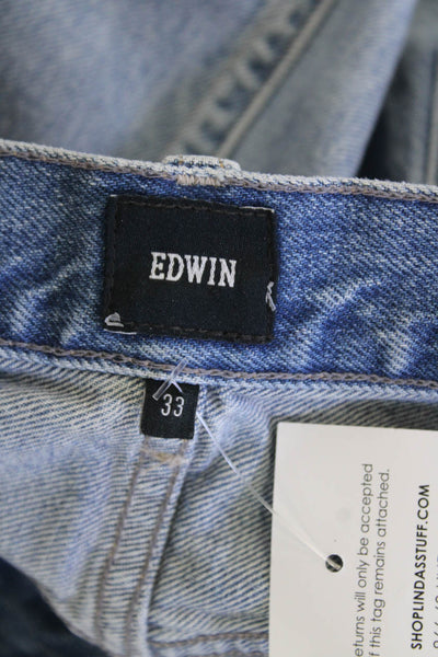 Edwin Womens Cotton Cai Classic Straight Button Fly Denim Jeans Blue Size 33