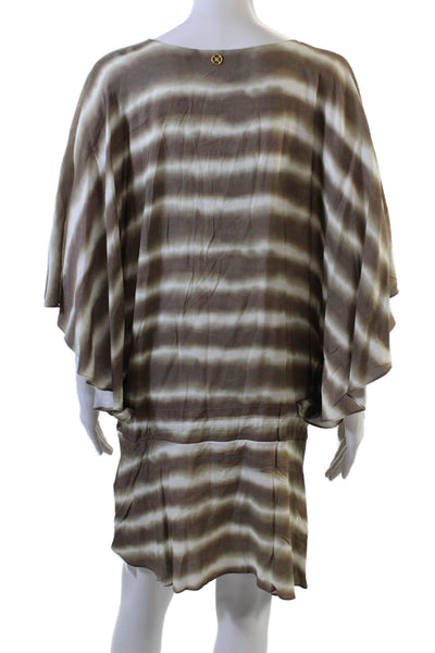 Vix Paula Hermanny Womens Striped A Line Mini Dress Brown Size Small