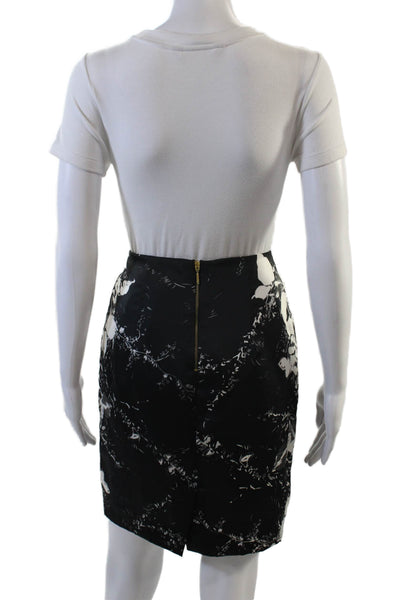 Zara Basic Womens Floral Print Back Slit Mini Skirt Black White Size Small