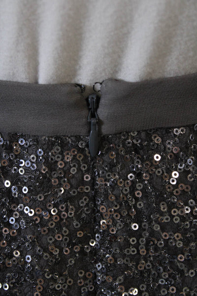 J Crew Womens Sequined Back Zipper Mini Skirt Grey Silver Size 4