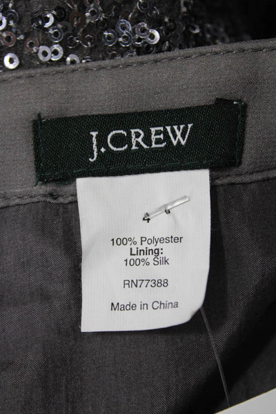 J Crew Womens Sequined Back Zipper Mini Skirt Grey Silver Size 4
