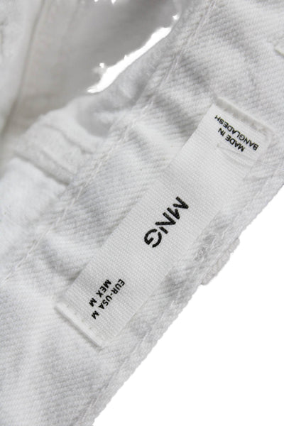 MNG Womens Denim Raw Hem 5 Pocket Mini Skirt White Size M