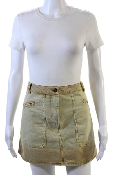 MNG Womens Acid Washed Cotton Mini Skirt Beige Size M