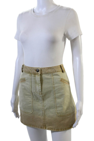 MNG Womens Acid Washed Cotton Mini Skirt Beige Size M