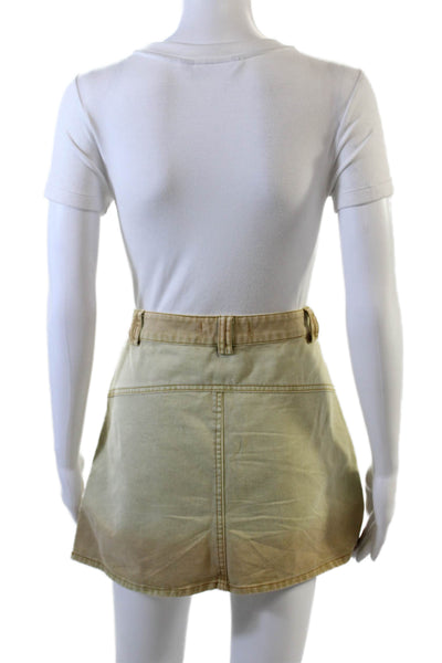MNG Womens Acid Washed Cotton Mini Skirt Beige Size M