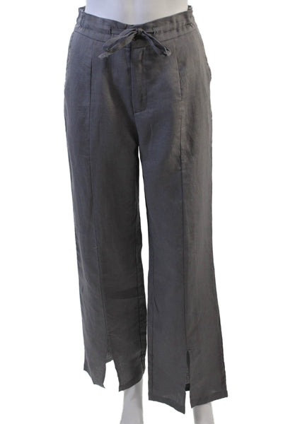 Muze Womens Flat Front Drawstring Ankle Slit Pants Gray Size M