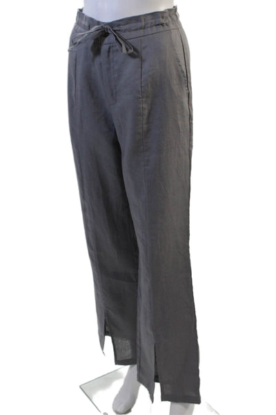 Muze Womens Flat Front Drawstring Ankle Slit Pants Gray Size M